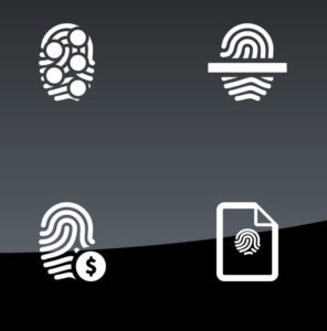 Finger scanner icons on black background. Vector illustration.
